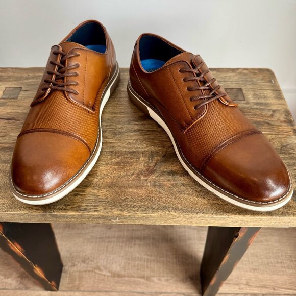 Vince Camuto Men’s Derby Sneaker (Cognac, Leather, US Size 9M) - Picture 1 of 3